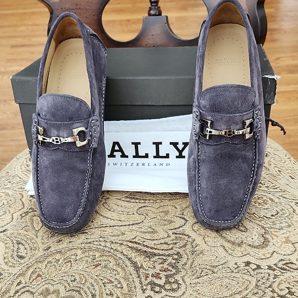 Bally Waterman Quartz Purple Suede Slip-Ons Driving Mocsasin